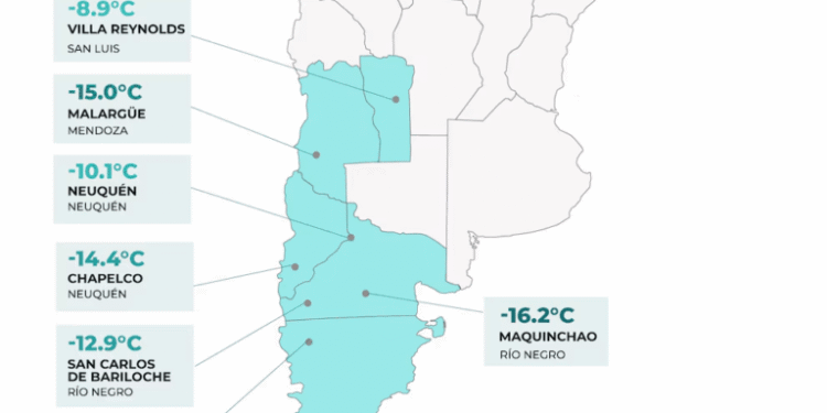 Las ciudades más frías de Argentina en el informe del domingo